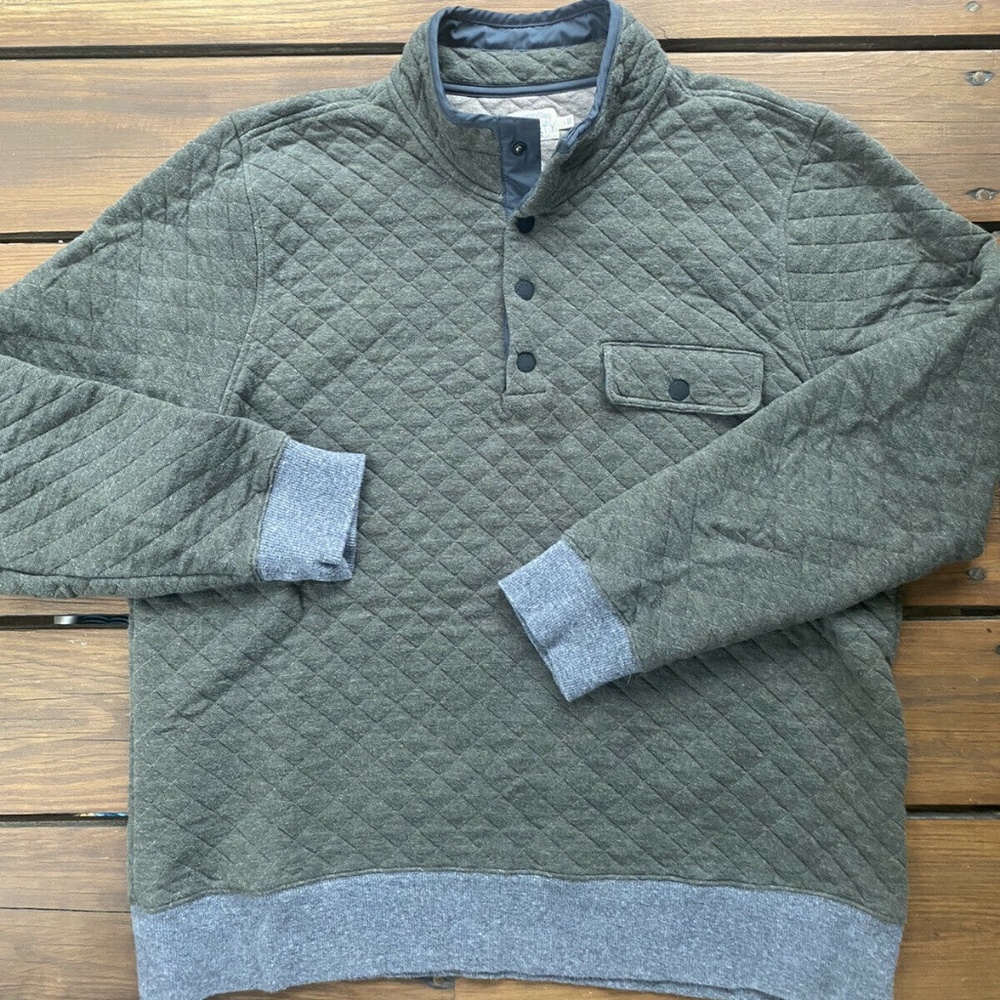 Faherty Men's US Large Quilted Pullover Green